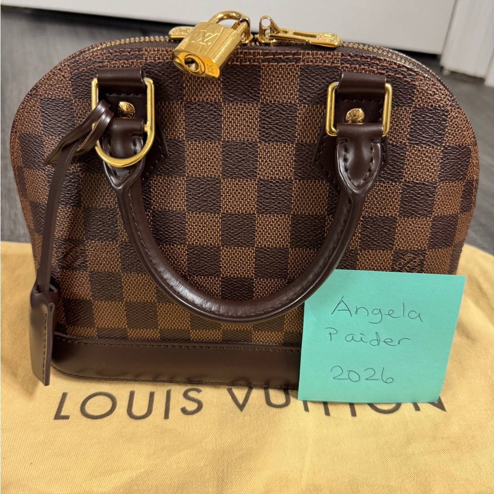 Louis Vuitton Brown Damier Ebene Alma BB Satchel with Gold Hardware